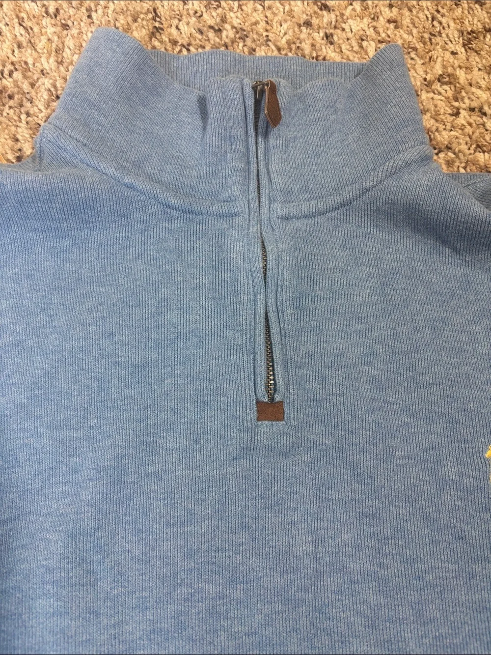 Polo by Ralph Lauren Heather Blue Quarter-Zip Pullover with Yellow Pony
